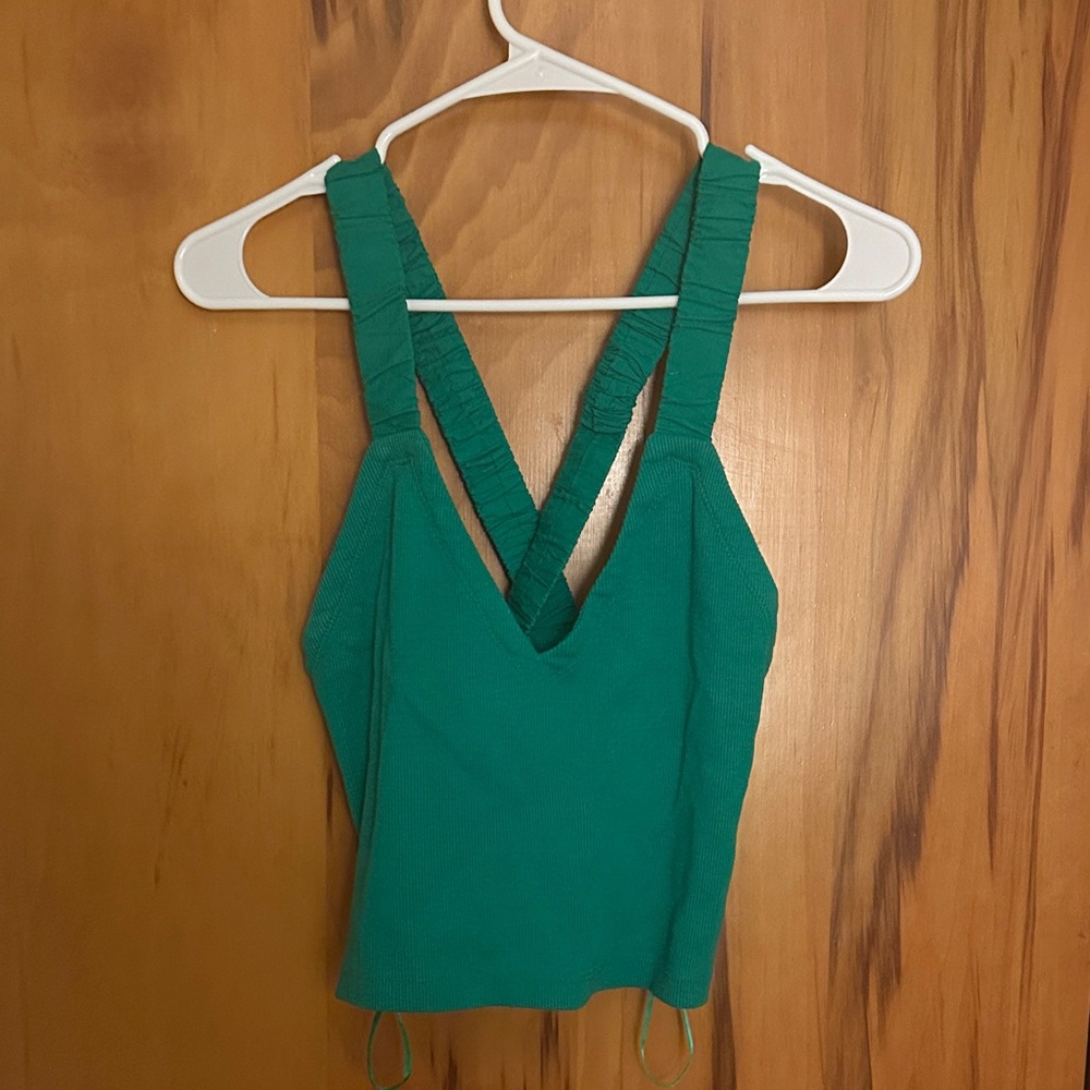 NWOT Anthropologie Maeve Green Crop Top Size Medium